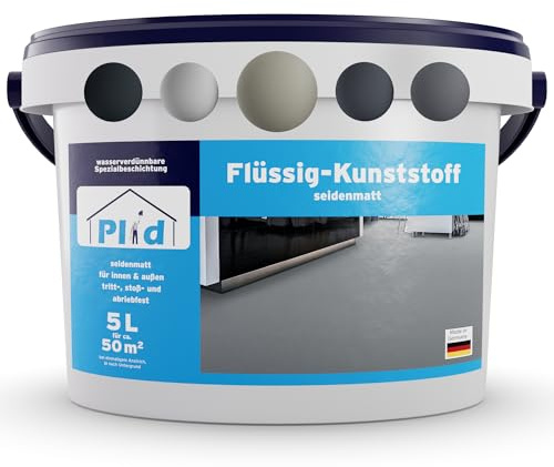 Plid Flüssigkunststoff Betongrau 5 L – Flüssig PVC Bodenbeschichtung | Betonfarbe & Estrich | Innen & Außen | Abriebfest & stoßfest | Flexibel | ca. 50 m² | Made in Germany