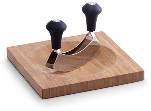 Zeller 25295 Kräuterbrett mit Wiegemesser, Bambus, ca. 20 x 20 x 2 cm, Kräuterschneidebrett, Schneidebrett