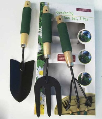 Land-Haus-Shop Gartenhandgeräte Set antihaftbeschichtet 3 TLG.,Garten Hand Harke Gabel Schaufel (LHS)