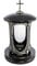 Stilvolle Grablaterne Anthrazit mit Kreuz Granit Schwedisch Black Höhe 27 cm/Ø 15 cm Grableuchte Grablicht Grablampe Granitlampe Granitlaterne Bronze mit Sockel Grabschmuck