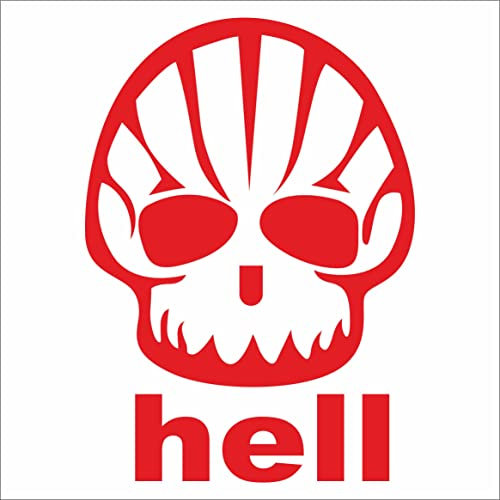 INDIGOS UG Aufkleber - Autoaufkleber - JDM - Die Cut - Shell Hell Shaped Face Funny Oil Decal Auto Sticker - rot - 88mmx124mm
