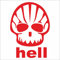 INDIGOS UG Aufkleber - Autoaufkleber - JDM - Die Cut - Shell Hell Shaped Face Funny Oil Decal Auto Sticker - rot - 88mmx124mm