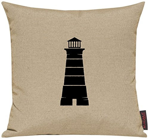 Shirtinstyle Kissenhülle Kissenbezug Sofakissen Sailing Leuchtturm Motive Maritim Urlaub Wasser See, Größe 40 x 40cm, Farbe beige