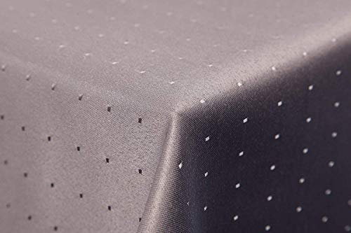 Punkte Damast Tischdecke oval 135x180 von First-Tex *grau*