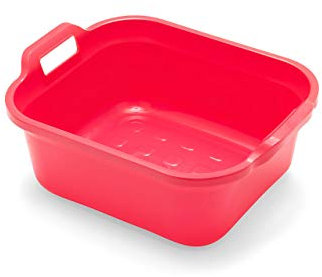 Addis Rectangular Washing Up Bowl with Handles, Plastic, pomegranate Red, 39 x 32 x 14 cm