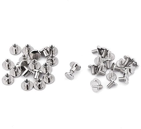 Flat Stud Solid Brass Spike Metal Studs Rivet, 20Pcs/Set Brass Threaded Flat Head Nut Nail Rivets Screws Leather Belt Repair Rivets Supplies, 5mm,6.5mm,8mm(6.5mm)
