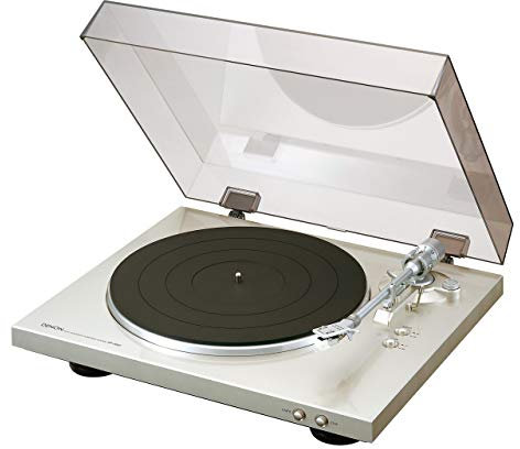 Denon DP-300 F Vollautomatischer Plattenspieler (Riemenantrieb, integrierter Vorverstärker) premium silber & Hama Carbon-Faserbürste für Langspielplatten, schwarz/silber
