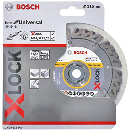 Bosch Professional 1x Diamanttrennscheibe Best (Universal, X-LOCK, Ø115 mm, BohrungsØ: 22,23 mm, Schnittbreite 2,2 mm)