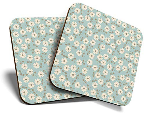 Tischuntersetzer, quadratisch, glänzend, für jeden Tisch, Motiv: süße Gänseblümchen, Duck Egg #2847