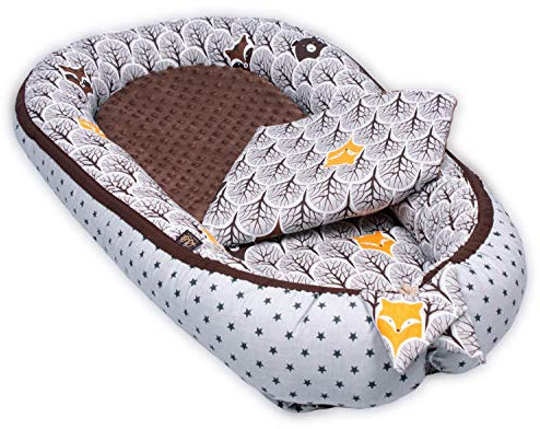 PALULLI® Baby Nestchen 100x60cm – Weiches Musselin-Babynest mit Matratze | Schlafnest, Kokon, Reisebett für Neugeborene | 100% Baumwolle