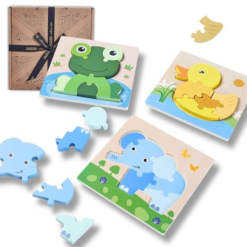 Jaques of London Animal Puzzle for Kids | Quality Educational Jigsaw for 1 Year Olds | Perfect Wooden Toys for 2 Year Olds | Since 1795