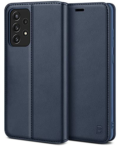 BEZ Handyhülle für Samsung A52 Hülle, Tasche Kompatibel mit Samsung Galaxy A52S 5G/ A52, Case Schutzhüllen aus Klappetui mit Kreditkartenhaltern, Ständer, Magnetverschluss, Marine