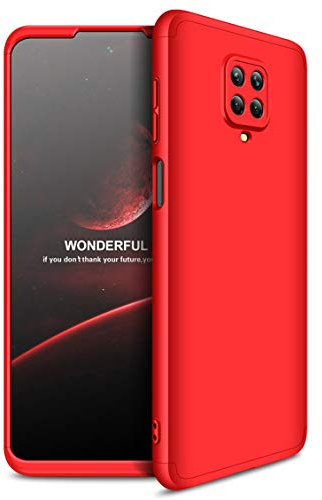 ZSCHAO Funda para Xiaomi Redmi Note 9S Note 9 Pro 360 Grados Slim Fina Antigolpes +Cristal Templado Carcasa Funda Compatible con Xiaomi Redmi Note 9S/9 Pro Dura rigida Ultrafina Mate Case Cover Roja