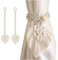 FOGARI 2 Stück Vorhang Raffhalter,Boho Vorhang Halter Blätter Baumwolle Gardinenhalter,Gardine Holdbacks Beige Baumwollseil Tiebacks Vorhang Clips Feder Gardinenklammern für Vorhänge Gardinen Deko
