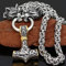 QQTQQ Viking Wolf Head Thors Hammer Anhänger Halskette für Männer, nordischer Mjolnir Schwerer Edelstahl Talisman Schmuck,Gold+silver-70cm