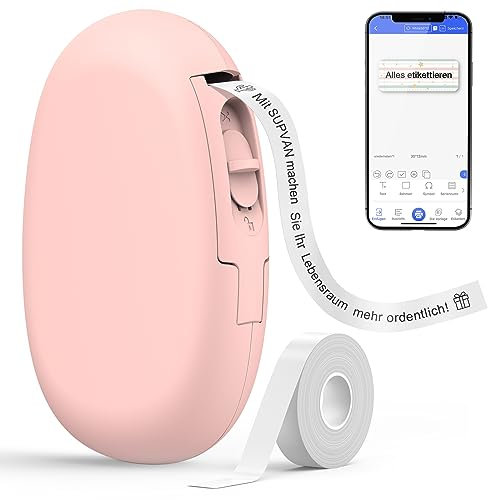 SUPVAN Katasymbol Etikettendrucker, Mini Bluetooth E10 Selbstklebendes Etikettiergerät - Tragbarer Labeldrucker Mini Label Printer mit iOS Android,Für Zuhause, Büro