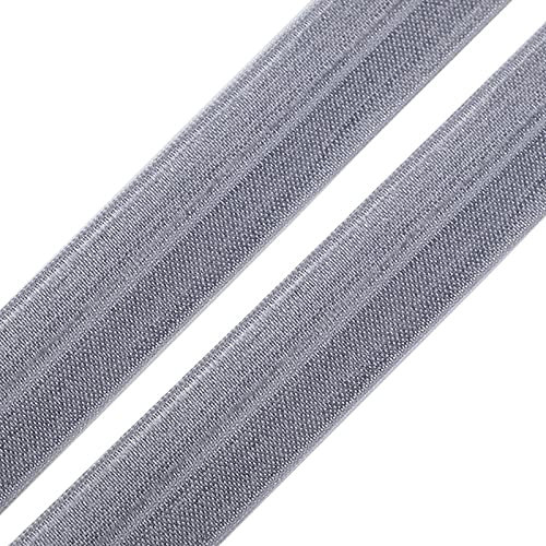 1m Einfassband 20mm hochelastisch 44% Elastan gefalzt Meterware Faltgummi Schrägband Farbwahl, Größe:20mm, Farbe:grau