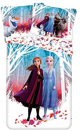 Jerry Fabrics Disney Frozen 2 Leaves - Juego de Cama para Niños, Funda de Edredón 140 x 200 cm y Funda de Almohada 70 x 90 cm, Microfiber