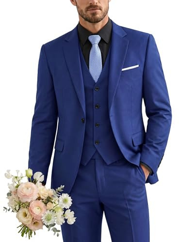 YND Herrenanzug Slim Fit, 3-teiliges Set mit einreihigem Sakko, Weste, Hose und Krawatte.