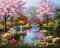 OWN4B Kreuzstich Stickpackungen Vorgedruckt, Garten Schöner Seeblick Bilder 11CT 14,2x18,1 Zoll DIY Stickpackung Set