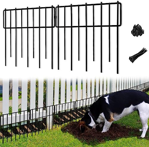 Blingluck Tier-Absperrzaun, 10 Stück, 3,2 cm Lücke, dekorative Zäune, kein Grabenzaun für Kaninchen und Hundebodenverteidigung, rostfreier Metalldraht, Gartenzaun-Bordüre für Garten und Terrasse,