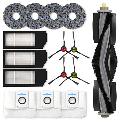 (15 pezzi) X1 OMNI Ricambi per ECOVACS DEEBOT DEEBOT X1 OMNI, X1 PRO OMNI, T10 OMNI Accessori, 1 spazzola a rullo, 3 filtri HEPA, 3 sacchetti per la polvere, 4 spazzole laterali, 4 panni per mocio