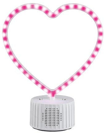 Intempo EE7524 LED Heart Speaker – Neon Light Up Novelty Bluetooth Speaker, Rechargeable Portable Wireless Music Player For Parties, BBQs, Garden, Home, USB Charging Cable Included, Pink LED, 3 W