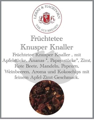 Lerbs & Hagedorn, Früchte Tee Knusper Knaller | Apfel-Zimt Geschmack 250g (ca. 21 Liter) Apfelstücke, Ananas, Papayastücke Zimt Rote Beete