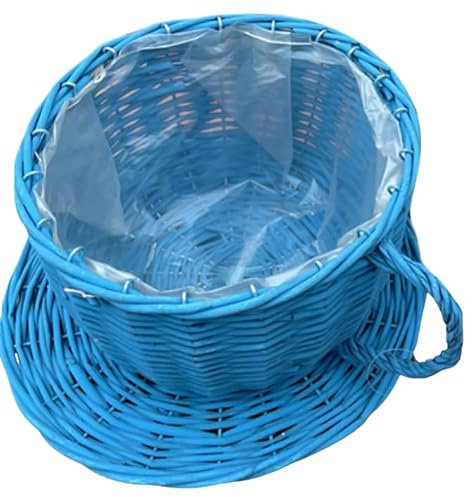 Teacup Shaped Wicker Basket (Blue)