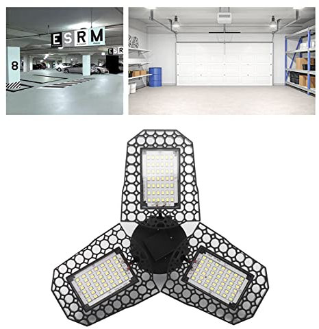 Luz de Techo de Garaje LED Tres Hojas 60W Luz de Sótano LED E27 Portalámparas para Taller Sala de Almacenamiento Sótano 85-265V