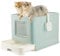 Pawsayes XL Katzentoilette mit Deckel, geschlossen, mit Deckel, extra groß für mittelgroße und große Katzen, Blau