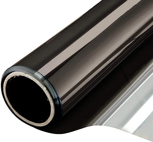Lifup Vinilos para Ventanas Privacidad Vinilos para Cristales Lamina Vinilo Ventana Estático Anti UV, Vinilo Espejo Unidireccional Plateado Negro 90 x 400 cm