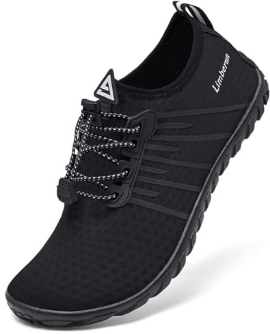Limberun Wasserschuhe für Damen und Herren,Badeschuhe,Schwimmschuhe,Wasserschuhe seeigelfest für steinstrand Meer, Aquaschuhe Erwachsene,dusch- & Badeschuhe für Herren, Fluss Schwarz 37
