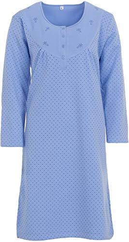 Zeitlos Damen Thermo Nachthemd Uni Gepunktet Warmhaltend M-2XL Winter