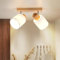 Doughelec Lámpara de Techo 2 Focos Orientable, Madera Plafones de Techo E14 Plafón Foco de techo Retro Aplique Pared Interior Giratorios Para Cocina Pasillos Salón Dormitorios, Sin Bombilla