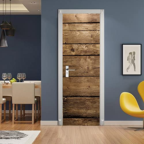 Stickers Porte Grain De Bois Brun - Autocollants De Décoration PVC Amovible Et Imperméable Pour Placard - Poster Auto Adhésif 88x200cm