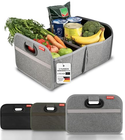 MyHappyRide Auto Kofferraumtasche Grau - Kofferraum Organizer zusammenklappbar - faltbare Aufbewahrungsbox - antirutsch und wasserfester Boden - Auto Faltbox