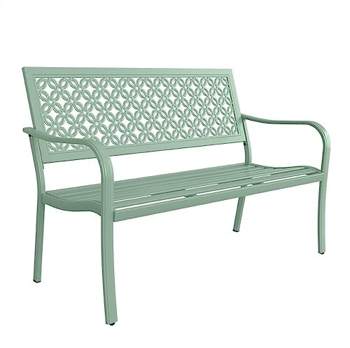 Gartenbank Outdoor-Terrassen-Freizeitbank, 2-Sitzer-Gartenbank aus rostfreiem Metall mit exquisit geschnitzter Rückenlehne for Veranda, Hinterhof-Rasen-Pool-Deck, 4 Farben Bank Sitzbank ( Color : C )