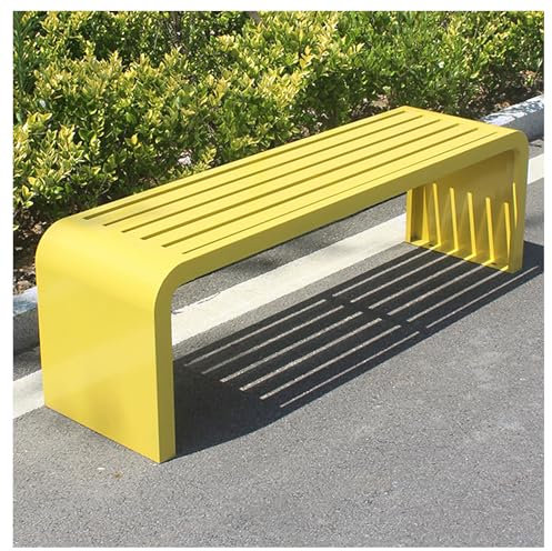 ETKIN Gartenbank Metall, 2-8 Sitzer Sitzbank, Gartenbank Wetterfest, Gartenbank Ohne Lehne, Parkbank bis 225kg belastbar, Terrassenbank für Garten, Balkon und Terrasse,Gelb,100x40x45cm