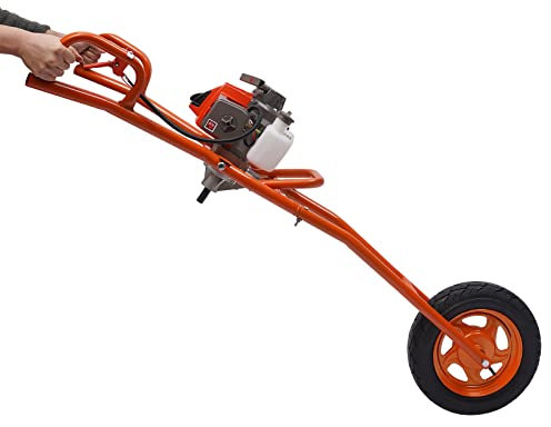 Broca de perforación de gasolina de 63 cc, carretilla, 2 tiempos, 3 CV, incluye broca de 80 mm, taladro de tierra, taladro de tierra, para taladrar rápidamente en el suelo, suciedad (rojo)