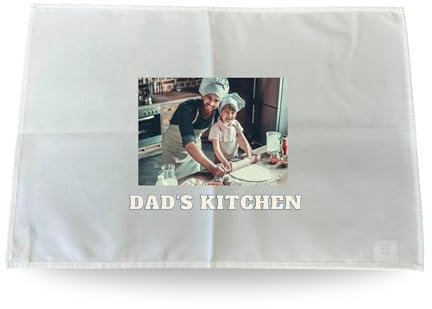 TheDogTagCo Paños de Cocina Personalizados, Cualquier Foto, Cualquier Texto, algodón, Regalo para papá, 46,5 x 69,5 cm, Absorbente, Duradero, Primera Clase