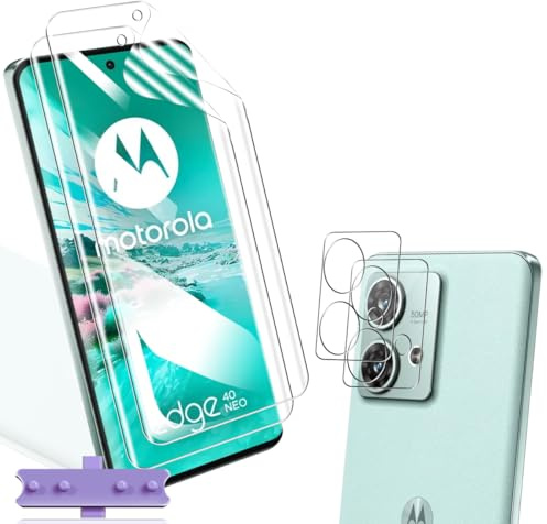 Yiunssy Para Motorola Moto Edge 40 Neo TPU Protector de Pantalla [Non-Cristal Templado] + Lente de Cámara Cristal Templado [2+2 Piezas],HD Antiarañazos Protector de Pantalla para Moto Edge 40 Neo
