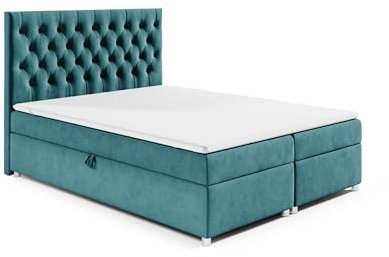 Best For Home Trinity K14 Boxspringbett mit 7-Zonen Bonell-Federkernmatratze | Boxspringbett 200x200 | Boxsprintbett mit Matratze Und Stauraum | Polsterbett 200x200 - Lieferung bis Bordsteinkante