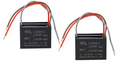 PATIKIL 1.5uF+2.5uF 450V CBB61 Capacitor, 2Pcs Black Square Polypropylene Film Capacitor for Ceiling Fan Motor