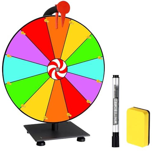 ZOYDP Glücksrad zum Drehen, 12 Glücksrad, Glücksrad zum Selbstgestalten, mit Markierstift und Radiergummi, Gluecksrad Gluecksrad für Lotteriespiele, Wortspiele, Karneval Party