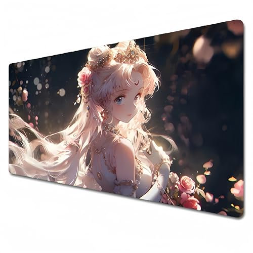 Tapis de Souris Sailor Moon | Grand Tapis de Souris pour Jeux vidéo | Rose | XXL 900 x 400 | Tapis de Bureau imperméable et antidérapant | Tsukino Usagi (80 x 30 x 0,3 cm)
