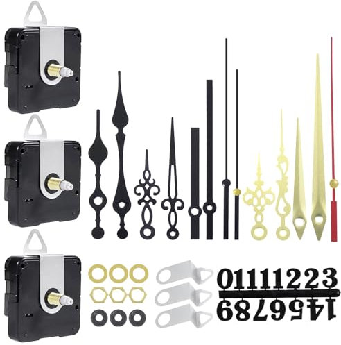 CoKeeSun 3 Stücke Uhrwerk für Wanduhr, Quarz Uhrenwerk Lautlos mit 13 Satz Zeiger, Wanduhr-Mechanismus, 16/18/20mm Welle, für DIY Clock Ersatzteile Bewegung Ersatz