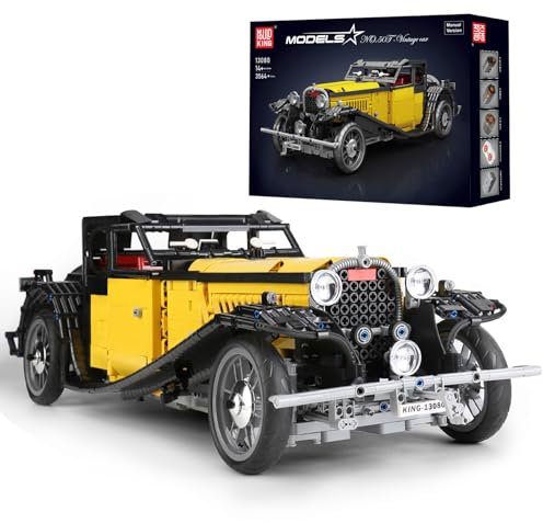 Mould King 13080 Technik Spielzeugauto Bausteine Modell, 3564 Teile Statische Version Oldtimer Bausatz, DIY Vintage Auto Bausteine als Geschenk/Spielzeug/Sammlerstücke