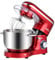 Kitchen in the box Robot Pâtissier 1400W, Bol 6,2L en Acier Inoxydable, 6 Vitesses, Fouet, Crochet et Batteur Inclus, Idéal pour Pâtisserie et Boulangerie (Rouge)