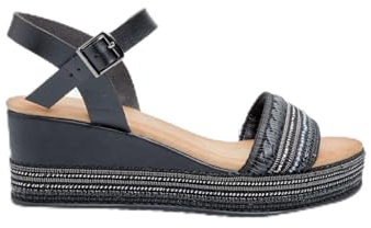 BATA Sandali da donna con zeppa 6 cm in corda e strass